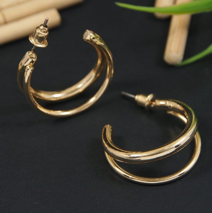 Two Layered Half Hoops Earring