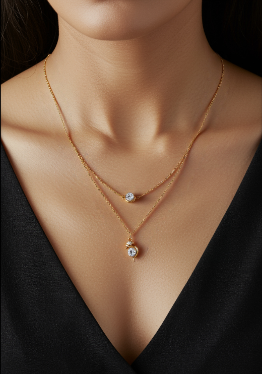 Multi Layered Dolphine Cubic Zirconia Necklace