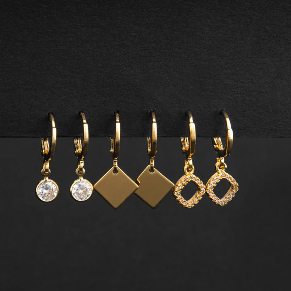 Golden Geometry Earring Set